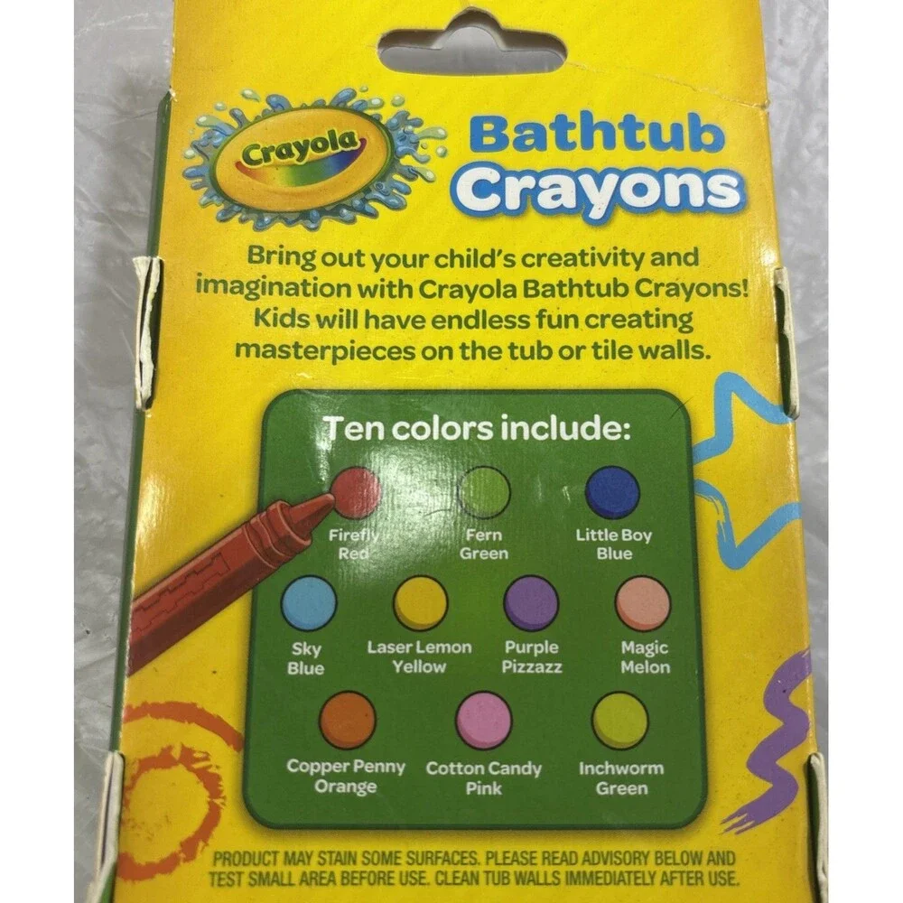 Crayola Bathtub Crayons, Assorted Colors, 10 Ct New in Package